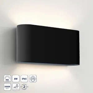 Lámpara De Pared Exterior Negra 18Cm LED 12W 3000K ,1200Lm, IP65, Iluminación Eficiente Para Exteriores. Luminaria