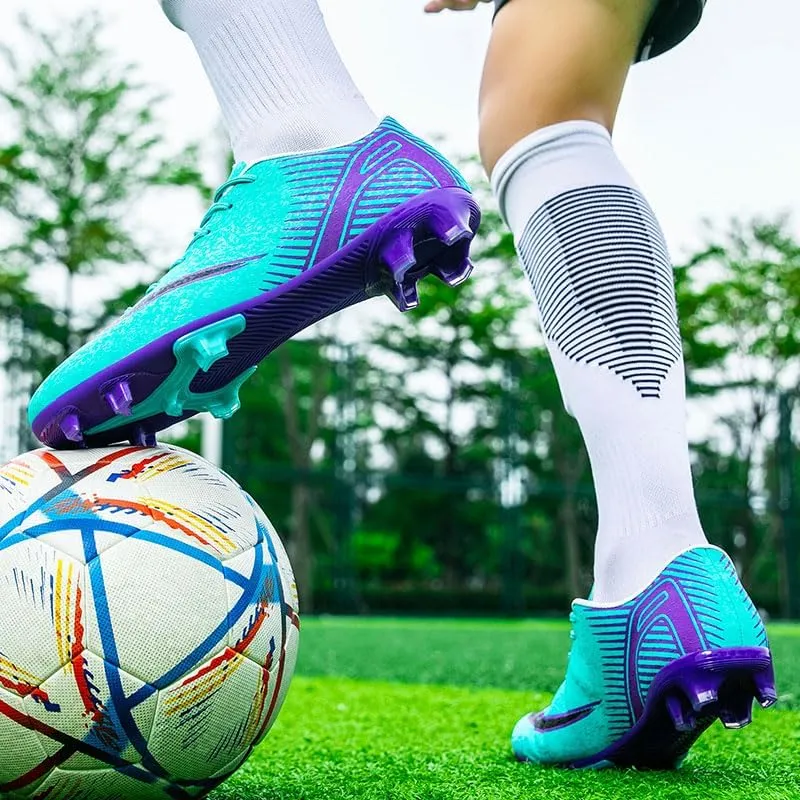 Men's Womens Soccer Shoes Football Cleats High-Tops Lace-Up Non-Slip Spikes Outdoor AG/FG Baseball Lacrosse Rugby Combat Boots