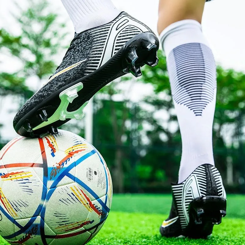 Men's Womens Soccer Shoes Football Cleats High-Tops Lace-Up Non-Slip Spikes Outdoor AG/FG Baseball Lacrosse Rugby Combat Boots