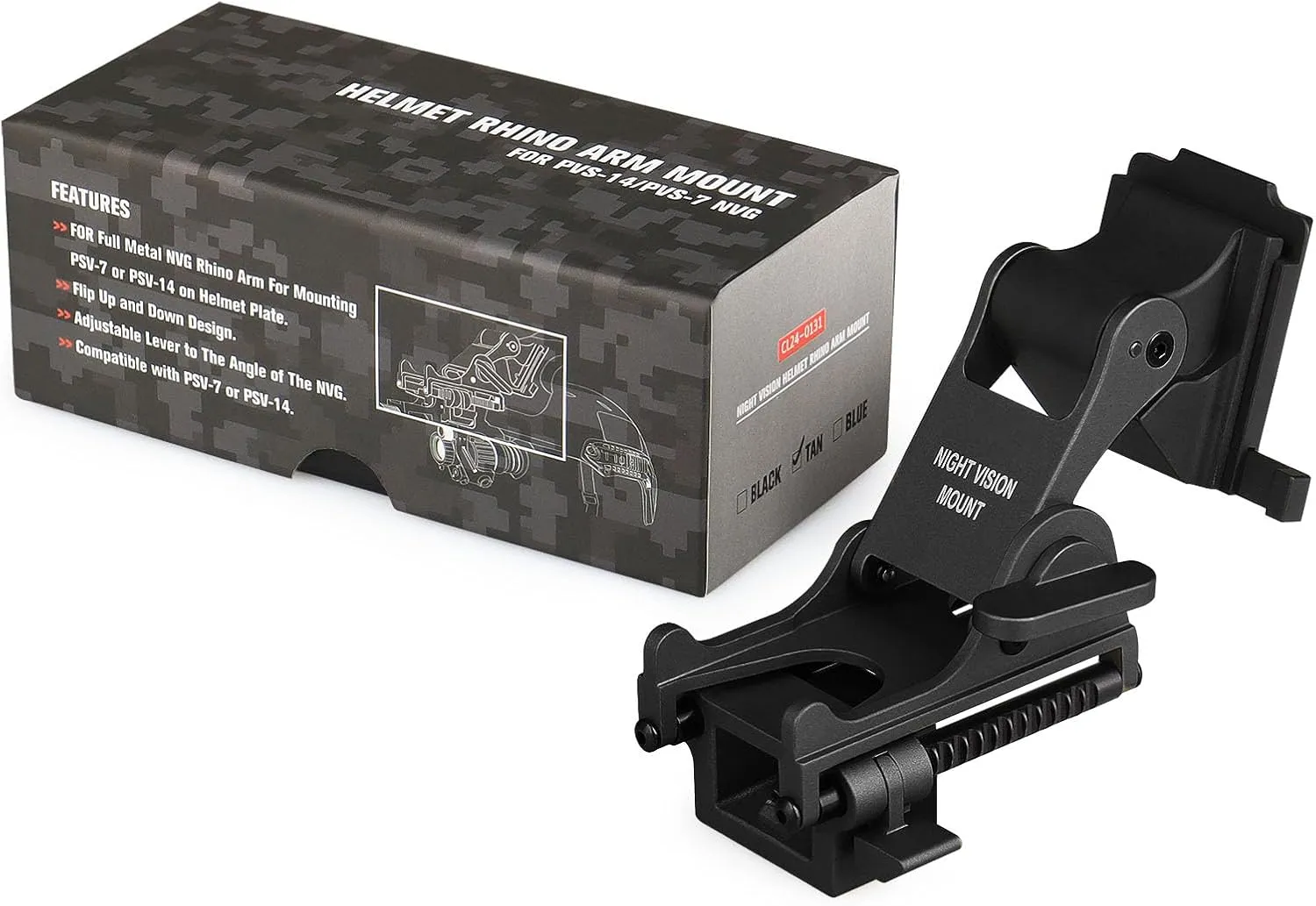 Metal Night Vision Goggle Rhino Arm Helmet Mount Adapter Adjustable Lever for Hunting Night Vision PVS14