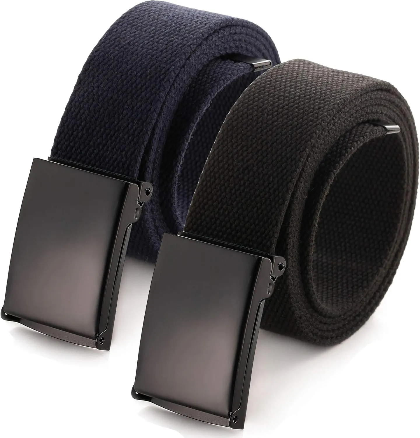 Mile High Life Cut To Fit Canvas Web Belt Size Up to 52" with Flip-Top Solid Black Military Buckle