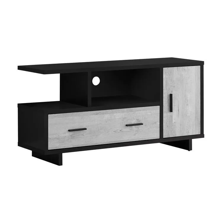 Monarch Specialties I2804 | Meuble TV - 48" - 1 Tiroir - 1 Armoire - Gris et Noir