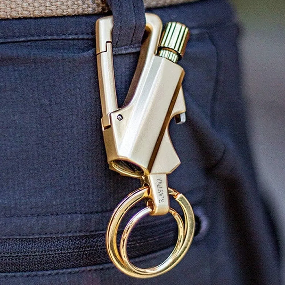 Permanent Match with Bottle Opener Metal Keychain Lighter, Reusable Waterproof Flint Matchstick Fire Starter for Camping Hunting, Great Gift Ideas Gold (Gold)
