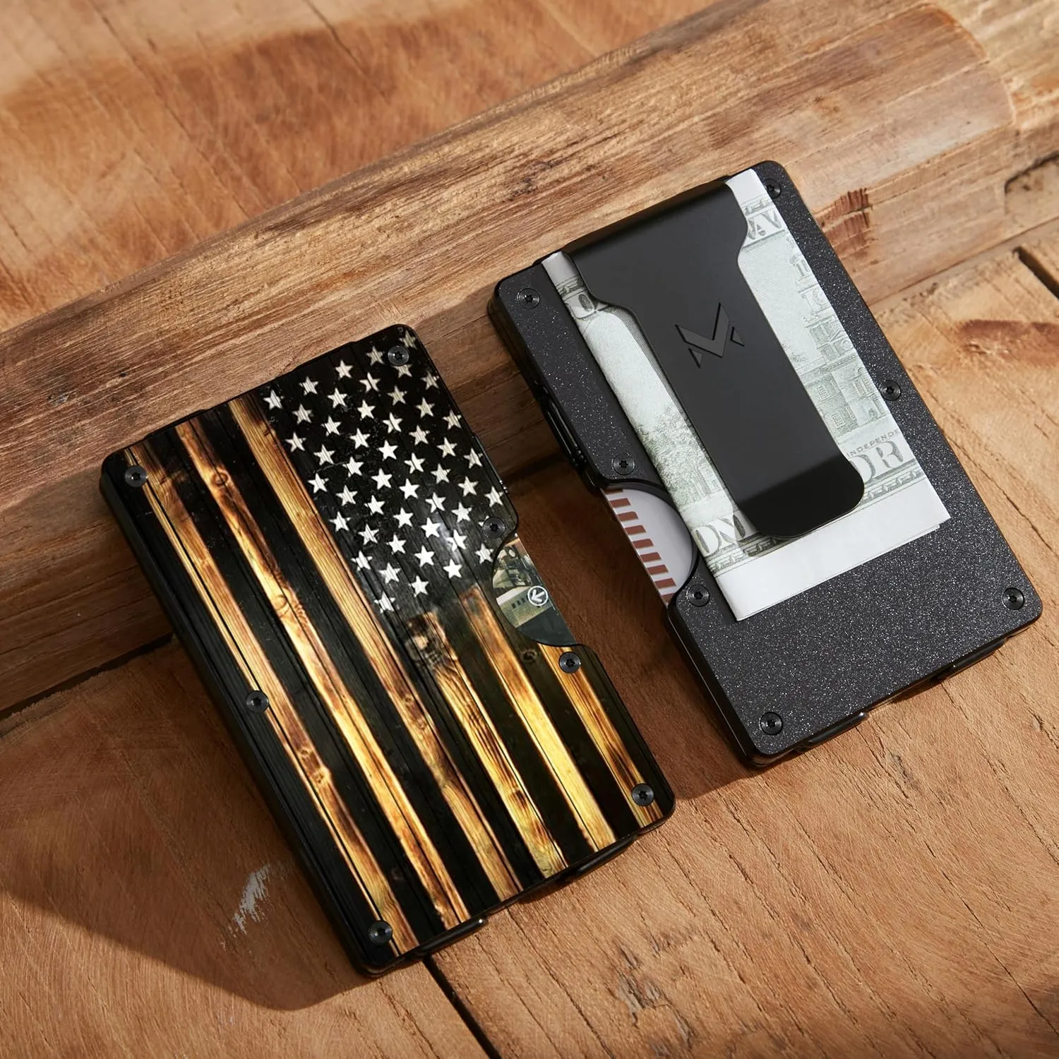 Personalized Gifts for Son Husband Dad, Minimalist Metal Wallet with Money Clip, Aluminum Card Holder for Men, Birthday Anniversary Valentines Christmas Father Day, Custom Engraved Flag Logo Name