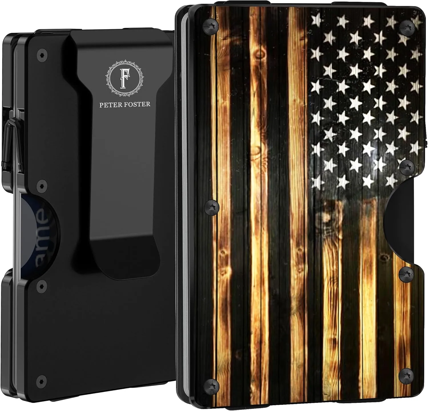 Personalized Gifts for Son Husband Dad, Minimalist Metal Wallet with Money Clip, Aluminum Card Holder for Men, Birthday Anniversary Valentines Christmas Father Day, Custom Engraved Flag Logo Name