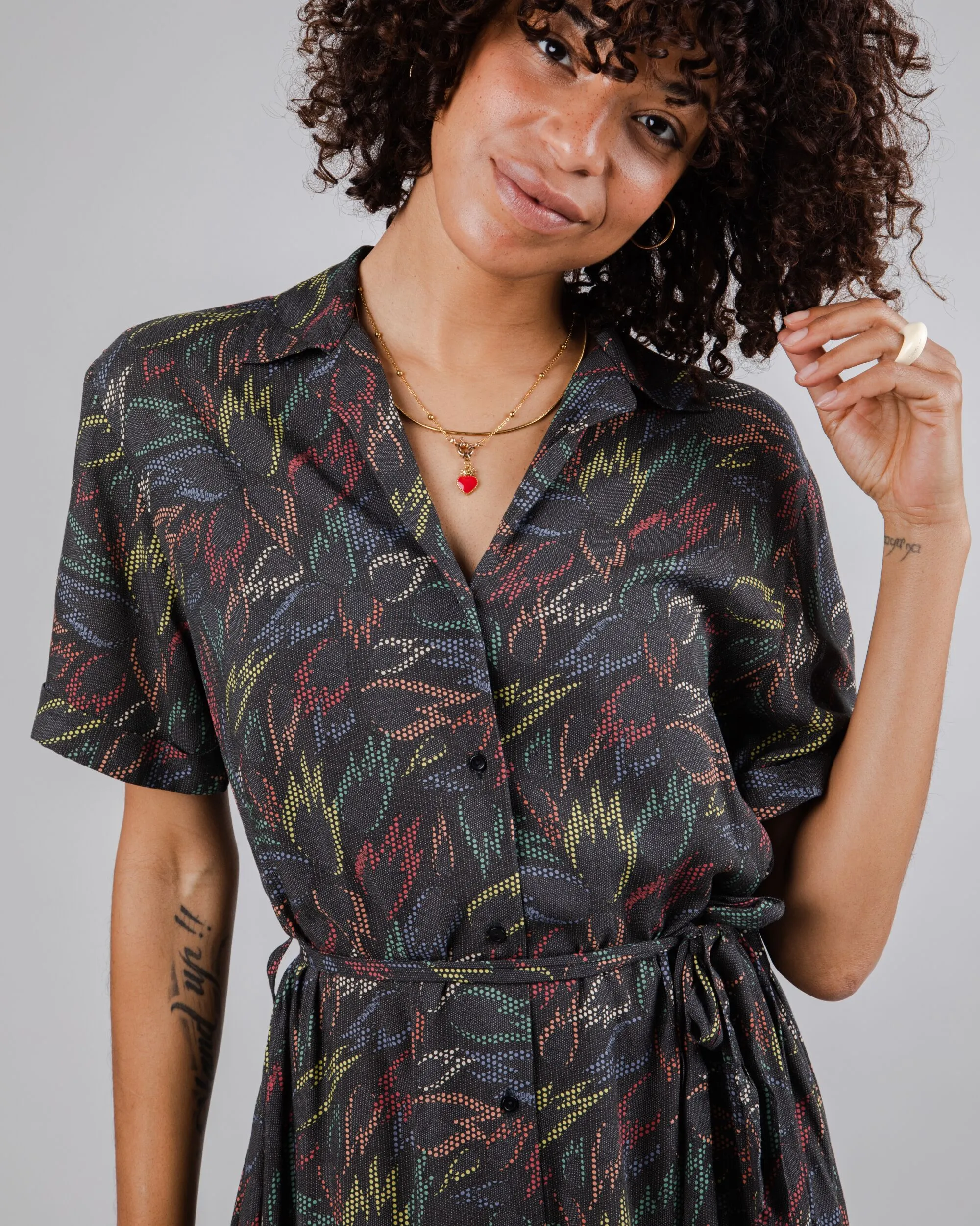Peseta Flames Long Dress Black