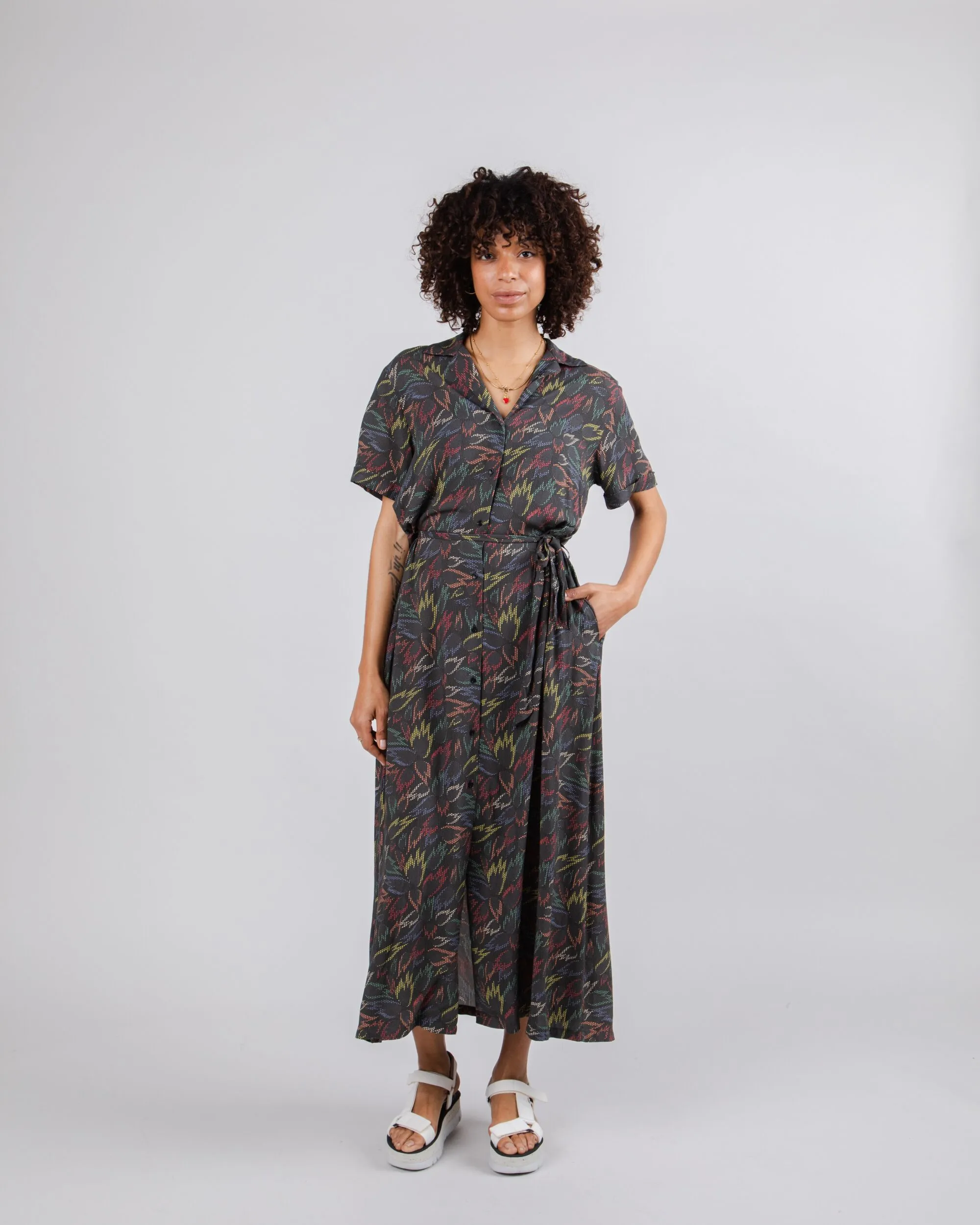 Peseta Flames Long Dress Black