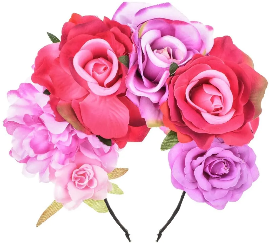 Rose Flower Crown Headband HalloweenCinco De Mayo Party Costume Headpiece NC26