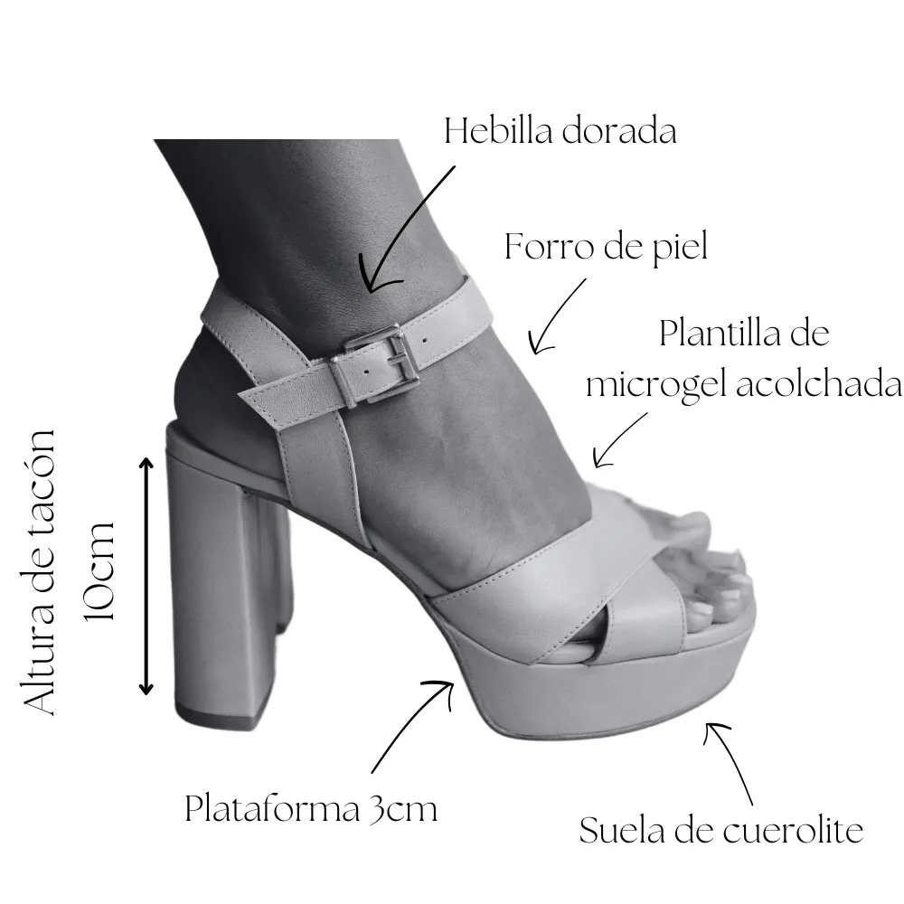 SANDALIA MARTINA PIEL GRABADA COBRE TACÓN 10CM