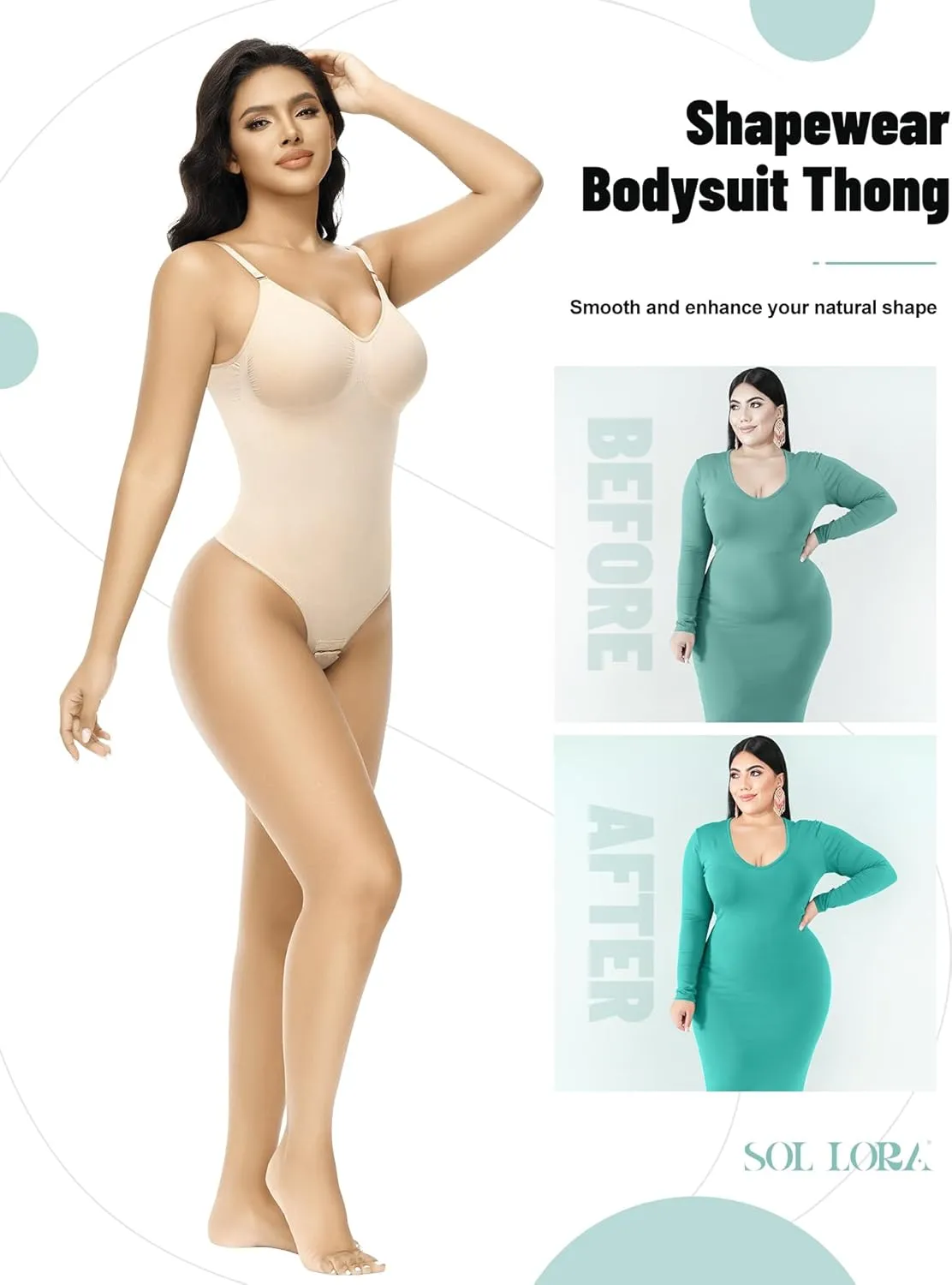 Shapewear Tummy Control Bodysuit for Women Seamless Body Shaper Sculpting Snatched Waist Trainer Thong Body Suit