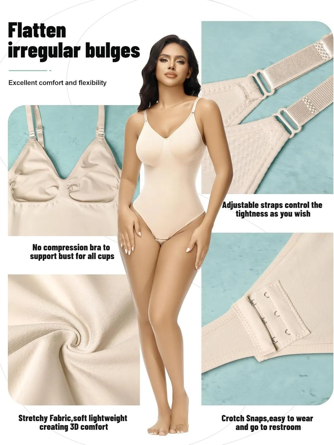 Shapewear Tummy Control Bodysuit for Women Seamless Body Shaper Sculpting Snatched Waist Trainer Thong Body Suit