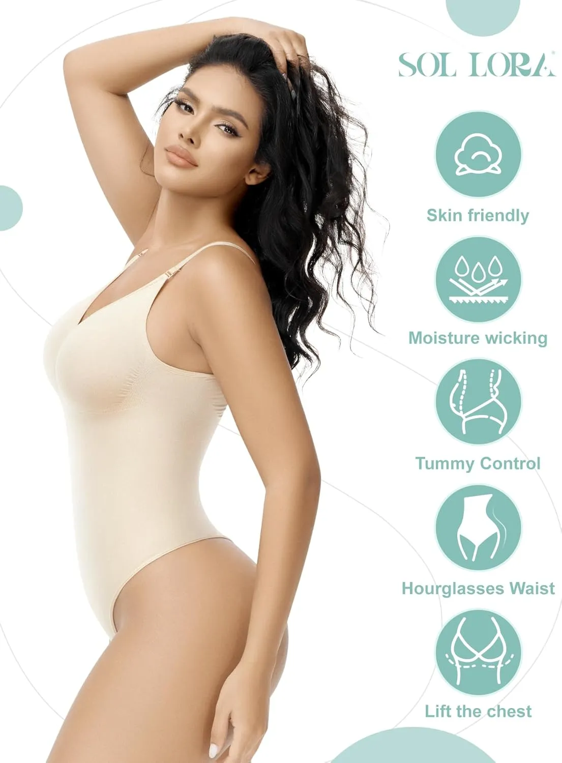 Shapewear Tummy Control Bodysuit for Women Seamless Body Shaper Sculpting Snatched Waist Trainer Thong Body Suit