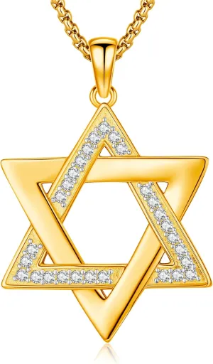 Star of David Necklace for Women Men 925 Sterling Silver Celtic Jewish Star Necklace Pendant Religious Amulet Jewelry Gifts