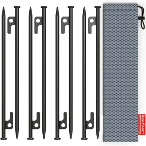 Tent Stakes 12 inch Heavy Duty Tent Pegs Tarp Pegs Camping Stakes for Outdoor Camping Canopy and tarp Suitable for High Winds and All Kinds of Ground 8pc Outdoor Metal Stakes with Storage Bag
