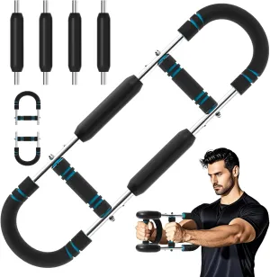 Twister Arm Trainer, 40-110LBS Adjustable Chest Workout Exerciser with 4 Spring,Portable Home Fitness Equipment for Men & Women, Upper Body Muscle Forearm Triceps Chest Workout Bar