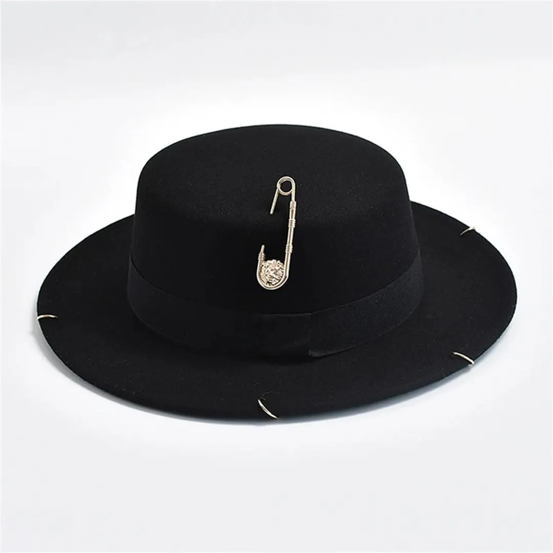 Wjnvfioo Fashion Fedora Hat For Women Men Metal Chain Decor Jazz Hat Party Church Caps
