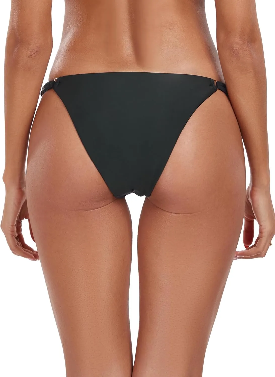 Women's Low Waisted Bikini Bottoms Double Straps Cut-Out Swimsuit Bottoms Cheeky Bathing Suit Bottoms