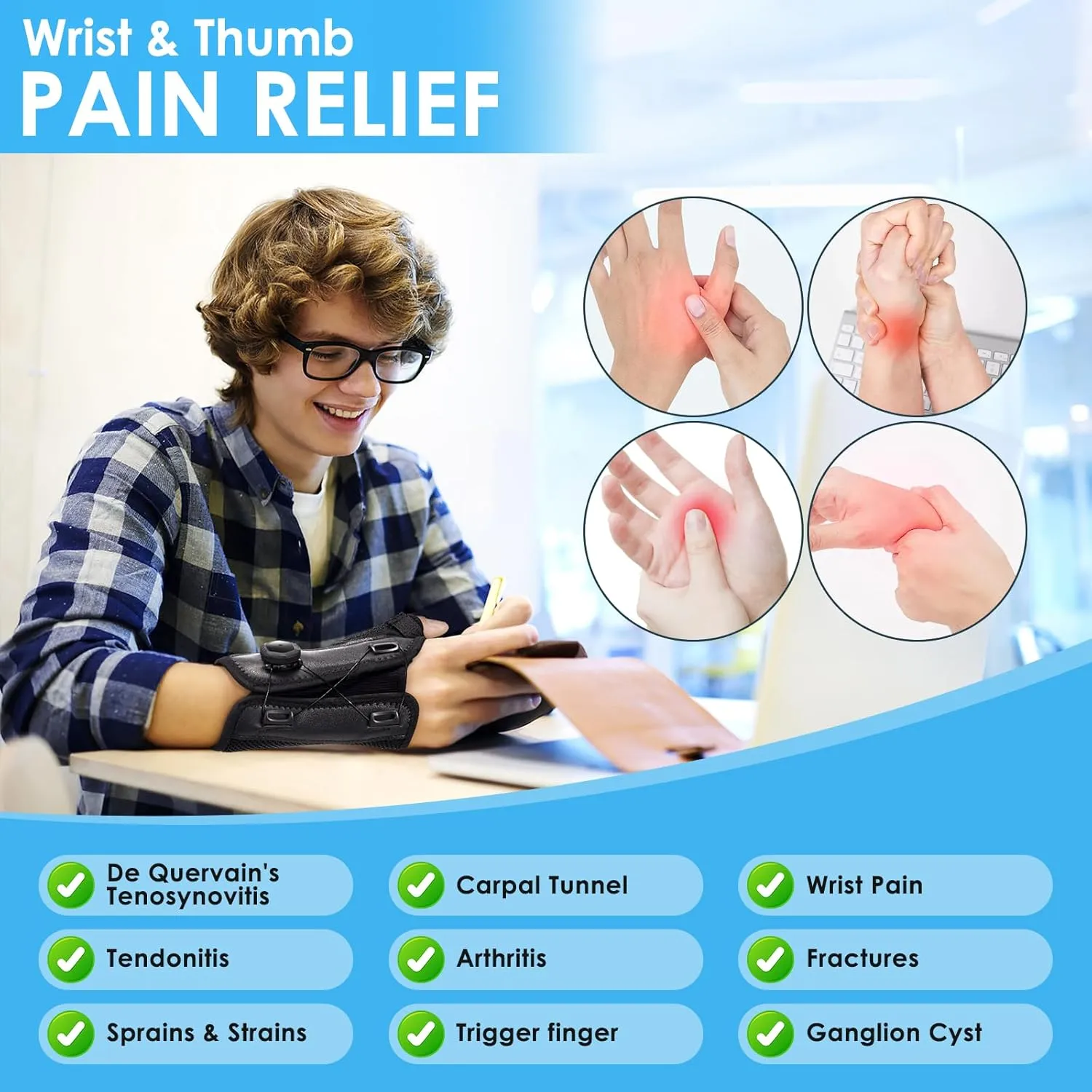 Wrist Brace for Carpal Tunnel,Thumb Brace for Arthritis Pain and Support,Thumb Spica Splint Right Hand for De Quervains Tenosynovitis,Tendonitis,Thumb Stabilizer,Small/Medium-for Men and Women