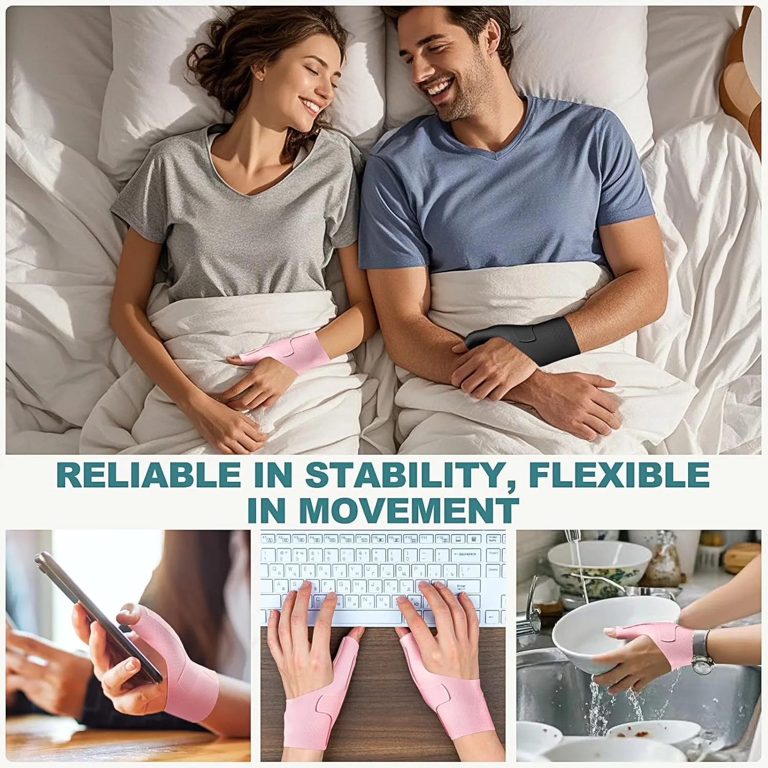 Wrist Thumb Brace Mommy Compression Stabilizer Waterproof Thumb Spica Splint for Arthritis,Trigger Finger,De Quervains Tenosynovitis,Tendonitis,CMC Joint Pain and Support-Women Men-Left or Right Hand